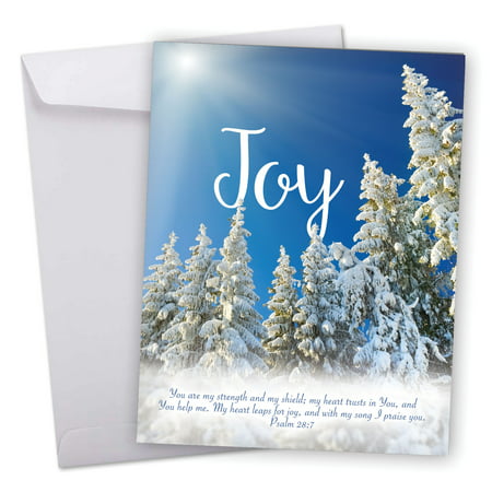 J6661HXSG Jumbo Merry Christmas Card: 'Holiday Devotions' Featuring a Religious Sentiment Superimposed Over a Snowy Landscape Scene Greeting Card with Envelope by The Best Card