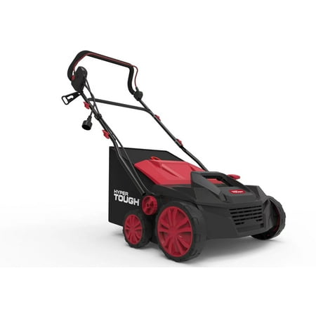 hyper tough 15  13amp corded electric push dethatcher/scarifier walk-behind lawn mower