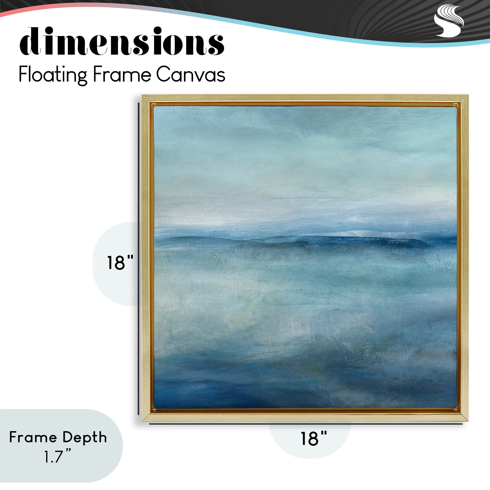 Stupell Industries Misty Blue Coastal Horizon Gold Framed Floater Canvas Wall Art, design by Carol Robinson