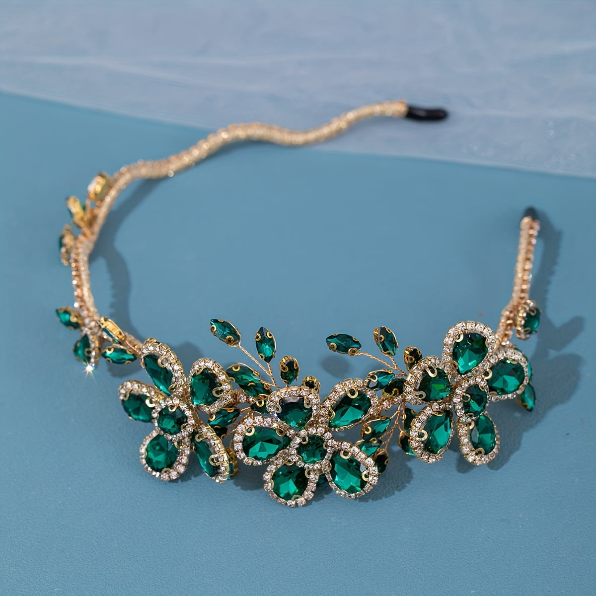 One Piece of Vintage Rhinestone Hairband, a Luxurious Handmade Crystal Hair Ornament, Featuring an Elegant Floral Design, Suitable for Bridal, Baroque, Prom, Birthday Celebrations, And Weddings.