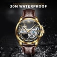 thumbnail image 4 of OLEVS Automatic Watches for Men Skeleton Brown Leather Band Large Face Self Winding Mechanical Mens Dress Watches Waterproof Easy to Read Luminous Business Casual Mens Wrist Watches Reloj Para Hombre, 4 of 14