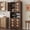 Reddish Brown, variant on Mid Century Modern Kitchen Pantry Cabinet, 72" Tall Storage Cabinet with Microwave Shelf, Wooden Freestand Cupboard with Carved Flower Door & Crystal Handle, for Dining Room, Antique White