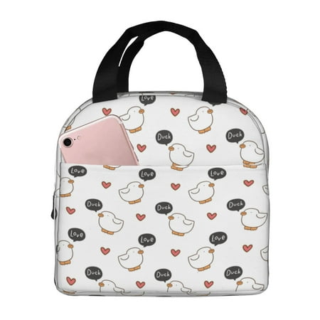 Insulated Lunch Bag for Women Men - Cartoon Funny Cute Duck Love Leakproof Cooler Lunch Box for Women Men  Lunch Tote Bags for Work School Picnic Travel