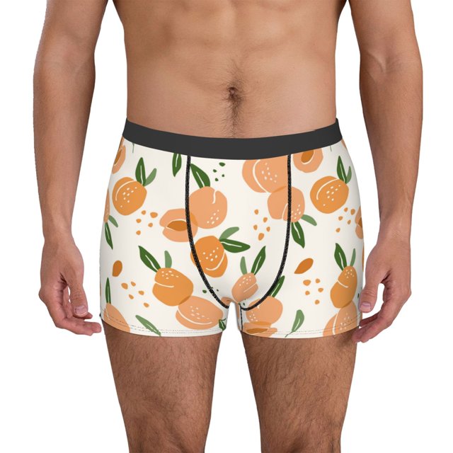 Kdxio Peaches Print Men's Mesh Boxer Briefs Cooling Breathable Sports Underwear Wide Waistband Boxer Briefs W/Fly-Large