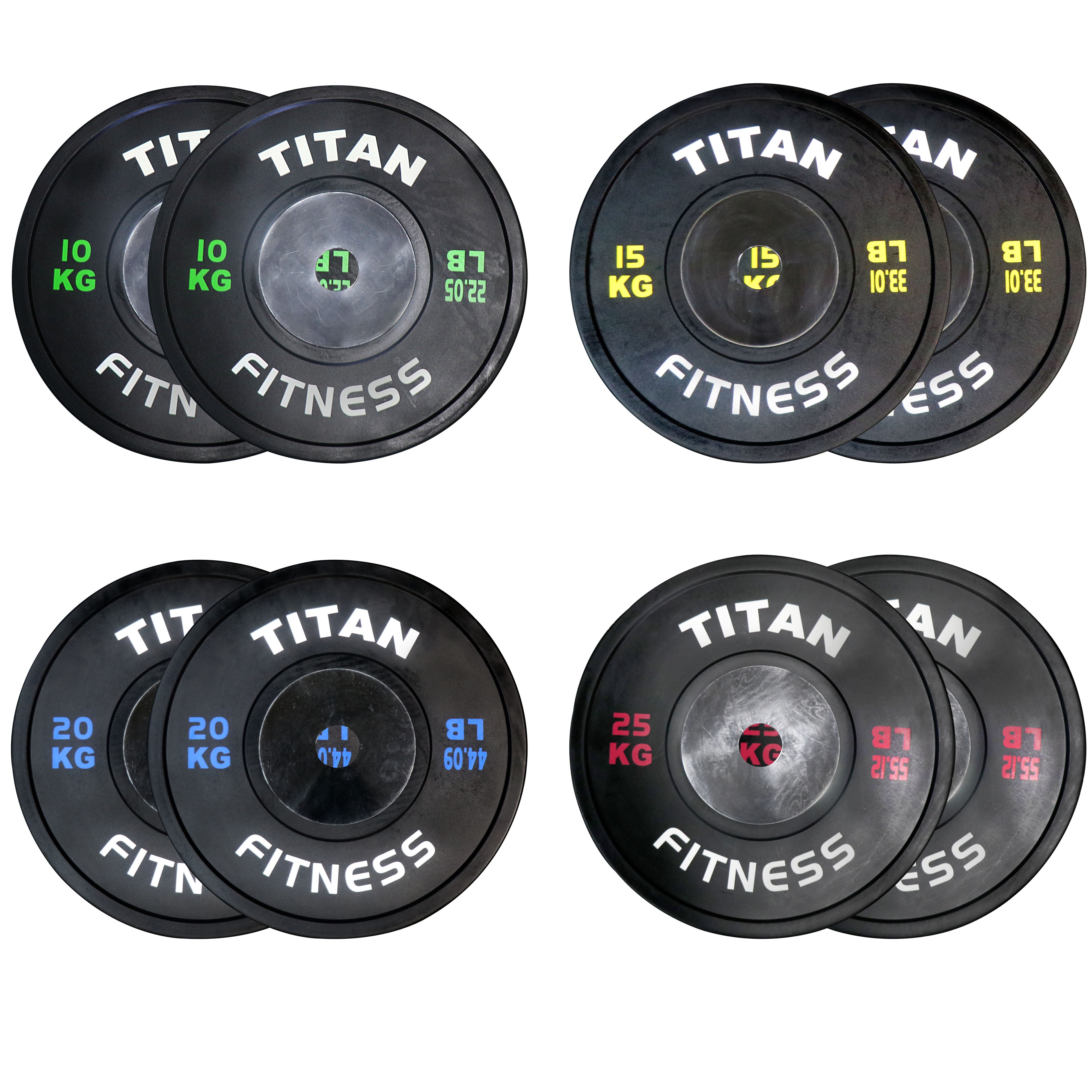 Titan Elite Olympic Bumper Plates Black 140 KG Set