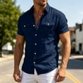 thumbnail image 4 of Guluxicc Men's Cotton Shirts with Pockets Button Down Short Sleeve Shirts for Everyday Wear Trendy Summer Casual Outfits, 4 of 8