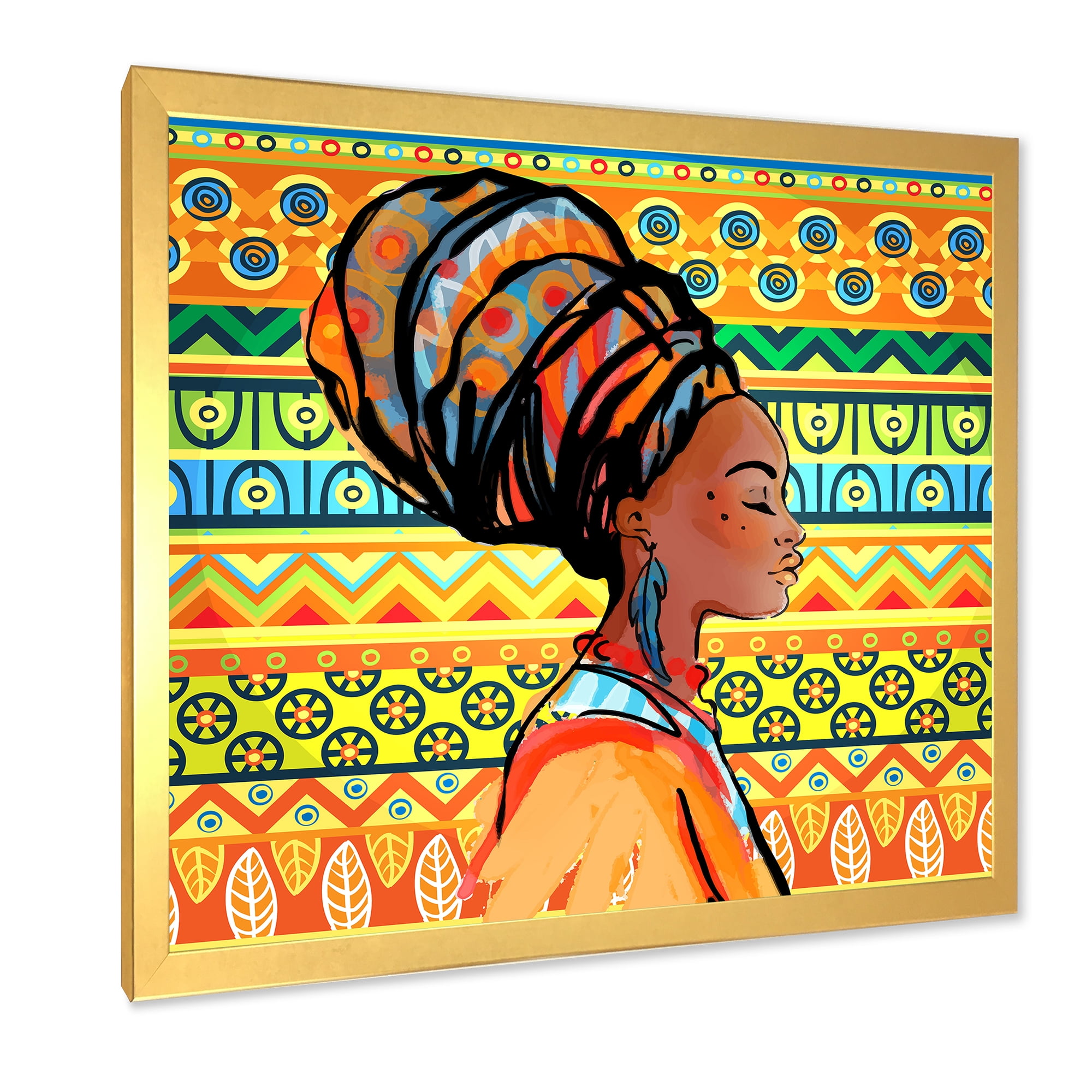 Designart 'African American Woman Portrait with Turban III' Modern Framed Art Print