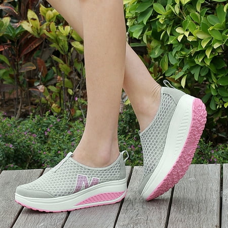 

Qepwscx Fashion Women Platform Shoes Women Loafers Breathable Air Mesh Swing Wedges Shoe