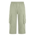 thumbnail image 5 of Domuza Men's Cargo Shorts 3/4 Relaxed Fit Below Knee Work Shorts Elastic Waist Hiking Shorts with Pockets Light Green M, 5 of 8