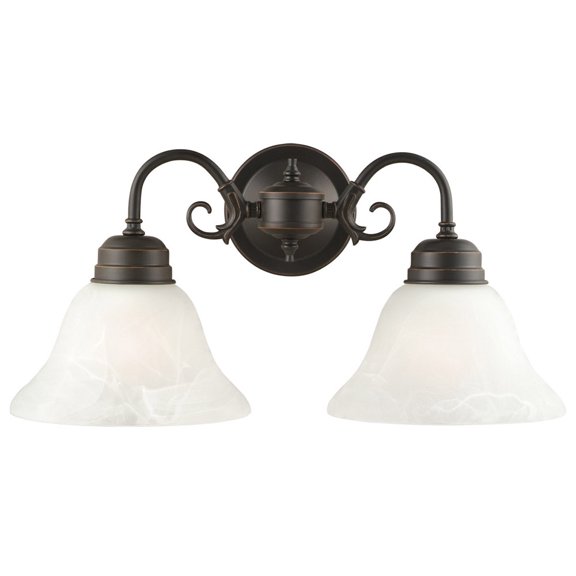Design House Millbridge 2-Light Dimmable Vanity or Wall Light with Frosted Glass Shades, Oil Rubbed Bronze