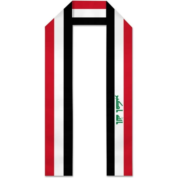 Iraq Flag Graduation Stole Graduate Shawl Sash Scraf Gift For Abroad Student International Study (Square)