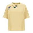 thumbnail image 4 of Summer Fashion Shirts for Womens Plus Size V-neck Cotton and Linen Short Sleeved Solid Color T-shirt Linen Style Large Short Sleeved Short Sleeved Top/shirt, 4 of 5