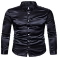 thumbnail image 1 of Stylish Men‘s Solid Color Business Shirts with Turn-Down Collar for Office, 1 of 4