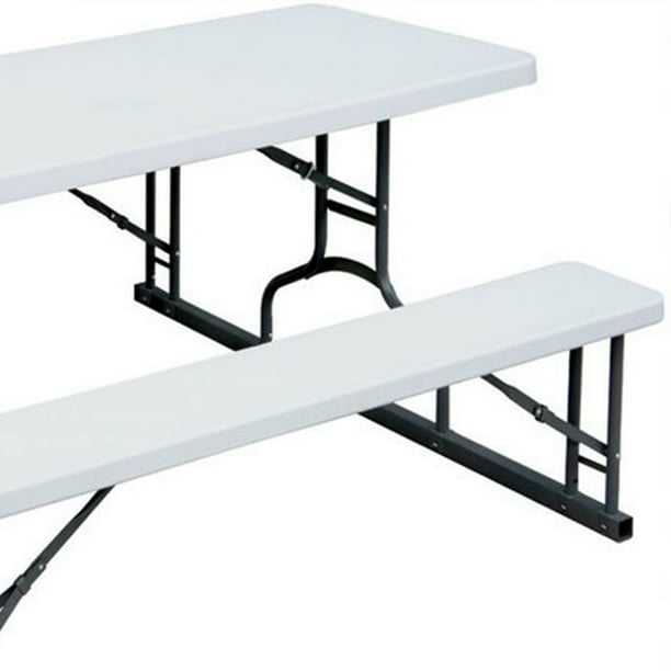 Plastic development group square picnic table with 4 benches deals