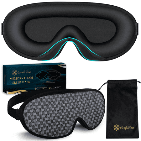 ComfiTime 3D Sleep Mask - 100% Blackout Eye Mask for Sleeping, Eye Covers for Men,Women,Kids, Contour Blindfold with Nose Baffle, Soft & Lightweight Sleep Eye Blinders , Latex-Free, Gray