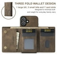 thumbnail image 5 of Compatible with iPhone 17 Removable 2 in 1 Wallet Case,Retro Premium PU Leather Cell Phone Back Cover Magnetic Detachable with Trifold Wallet Credit Card Cash Holder Kickstand Case,Coffee, 5 of 8