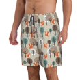 thumbnail image 3 of KLL Squirrels and Trees Men's Casual Summer Beach Shorts Hawaiian Shorts with Pockets-Small, 3 of 6