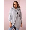thumbnail image 6 of Women'S Plus Size Hooded Fleece Lined Sweatshirt Full Zip Casual Long Sleeve Outdoor Jacket Light Gray 4XL, 6 of 7