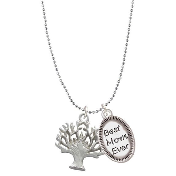 Delight Jewelry Silvertone Tree of Life Best Mom Ever Charm Necklace