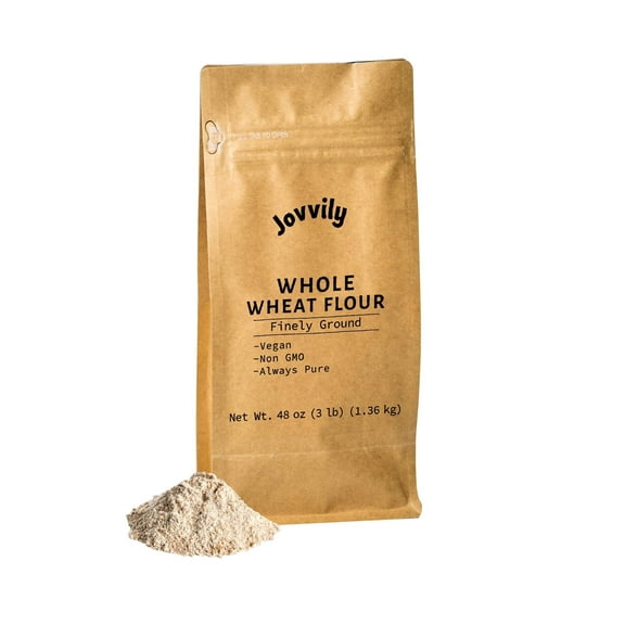 Jovvily Whole Wheat Flour - 3 lb - Always Pure - Vegan - Single Ingredient