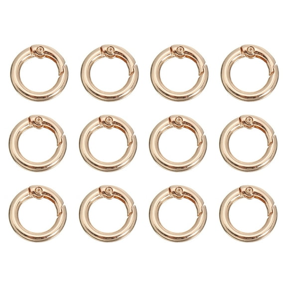 Uxcell 13mm Spring O Ring Round Snap Clip, Circle Trigger Keyrings Buckle Small Clamp Clasp Gold Tone 12 Pcs