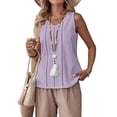 thumbnail image 3 of Linen Tank Tops for Women Summer Casual Loose V Neck Sleeveless Shirts Blouses Tunic Tops Light L, 3 of 9