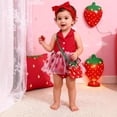 thumbnail image 2 of Glisme Fashion Girls Dresses Size 9-12 M Adorable Sleeveless Romper Dress With Skirt And Matching Bonmesh 3 Piece Outfit For Baby Toddler Red Sundress For Girl, 2 of 6