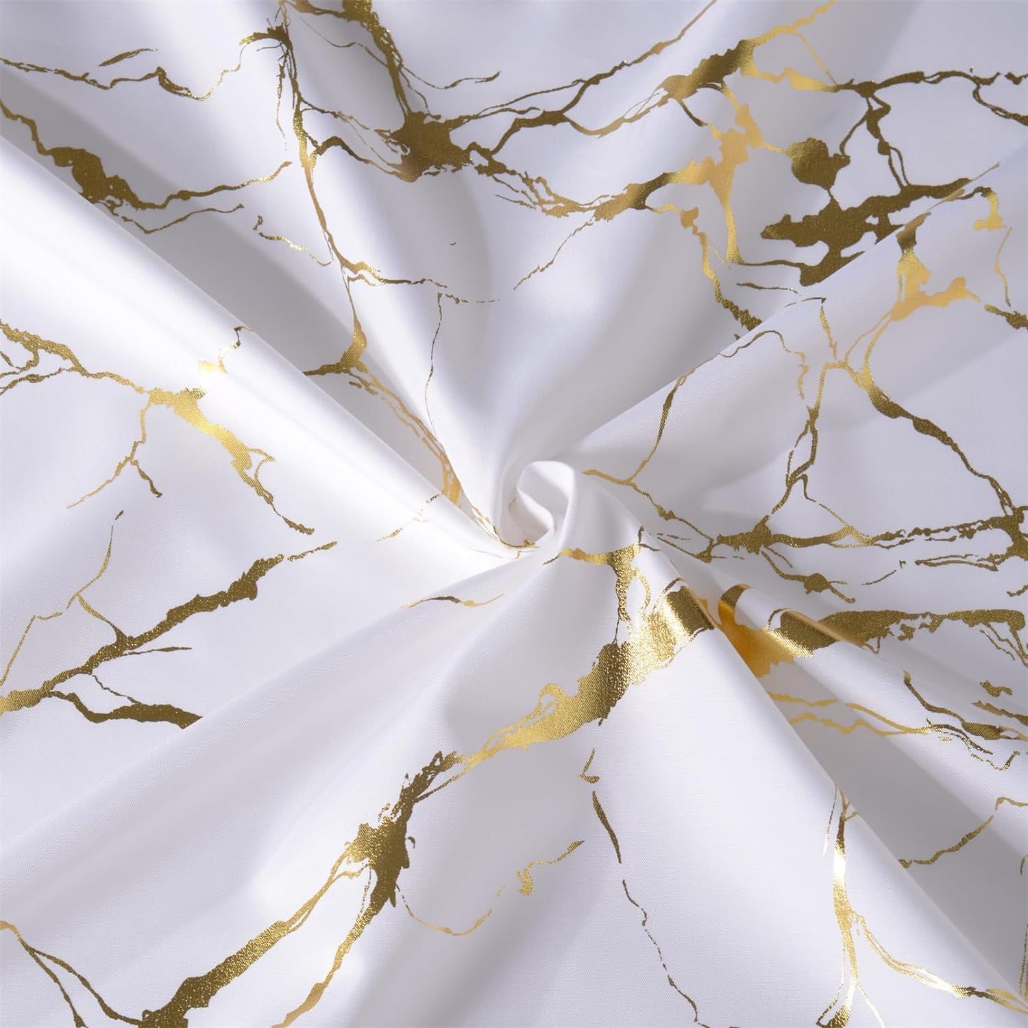 White and Gold Marble Shower Curtains for Bathroom,Glitter Shower Curtain with Hooks,Unique Gold Printed,Water Proof,Washable-72"W x 72"L (Pack of 1)
