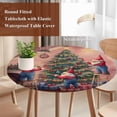 thumbnail image 3 of Christmas Round Tablecloth 45-54 Inch Round Fitted Table Cloth with Elastic Edge, Red Gnomes Xmas Tree Watercolor Waterproof Table Cover Protector for Outdoor Picnic Party Dining, 3 of 6