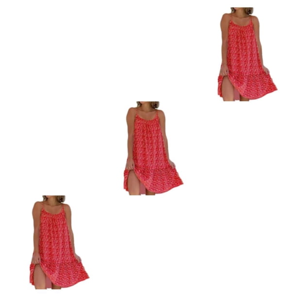 Vestido Maxi multifuncional elegante Sonducket boho verano rojo 2XL