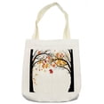 thumbnail image 1 of Tree Tote Bag, Framework with Black Tree Silhouettes and Dried Leaves Autumn Season Nature Forest, Cloth Linen Reusable Bag for Shopping Books Beach and More, 16.5" X 14", Cream, by Ambesonne, 1 of 2
