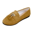 thumbnail image 5 of Rokment Women's Tassel Ballet Flat Dress Shoes Fringed Suede Wedges Low Heel Slip on Penny Loafers Comfortable Casual Walking Fashion Boho Beach Spring Fall 2026 Ladies Footwear Yellow Size 8.5, 5 of 6