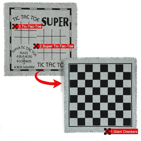 CHARMEEZ 3-in-1 Vintage Giant Checkers,Tic Tac Toe Game ,Outdoor Games for Family and Adults