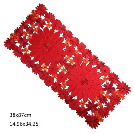 

Qisuw Luxury Holly Poinsettia Table Runner for Christmas Decorations for Wedding Party