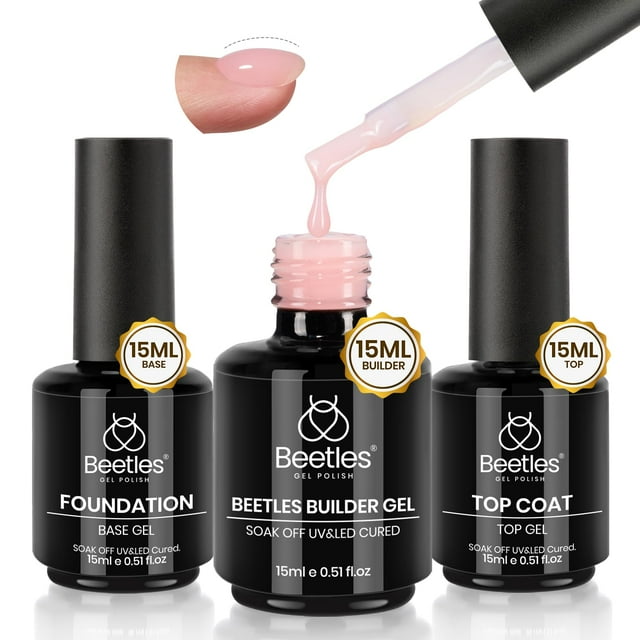 Set Builder Gel, capa superior y capa base, sin Hema Beetles