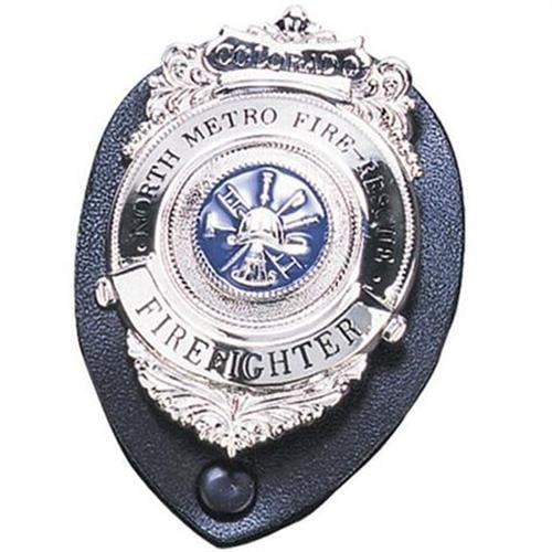 Strong Leather 71200-0002 Black Oval Clip-On 2.25" x 3.25" Badge Holder 