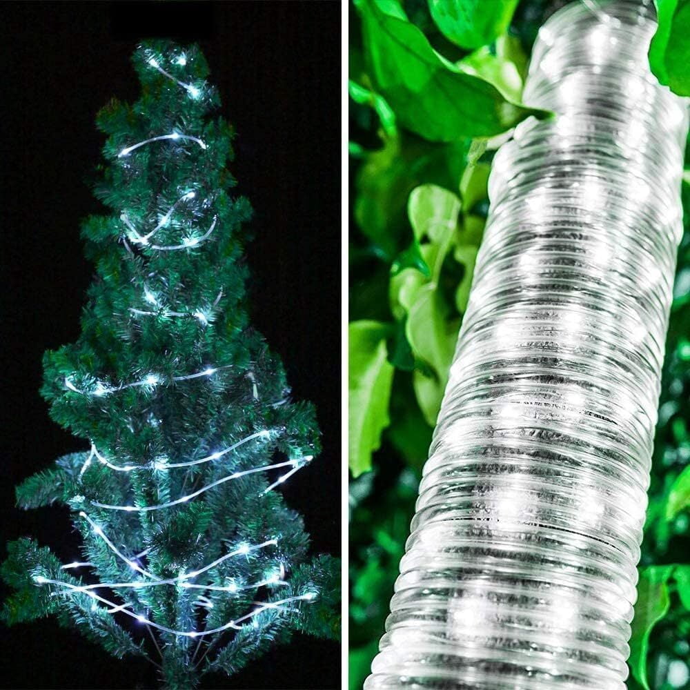 GoXteam Solar Rope Lights Outdoor IP65 Waterproof, 39FT 100LED Outdoor String Lights 8 Modes Trampoline Lights for Pool Tree Garden Yard Home Camping Wedding Holiday Decor, White