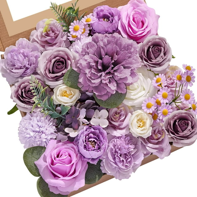 Set de Flores Artificiales Serwalin - Ramo de Pastel de Boda Morado