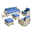 thumbnail image 6 of XIZZI 8 Pieces Outdoor Patio Furniture All Weather Rattan Conversation Set High Back Seating Set Modular Outside Sectional Sofa with Swivel Rocking Chairs for Porch,Navy Blue, 6 of 9