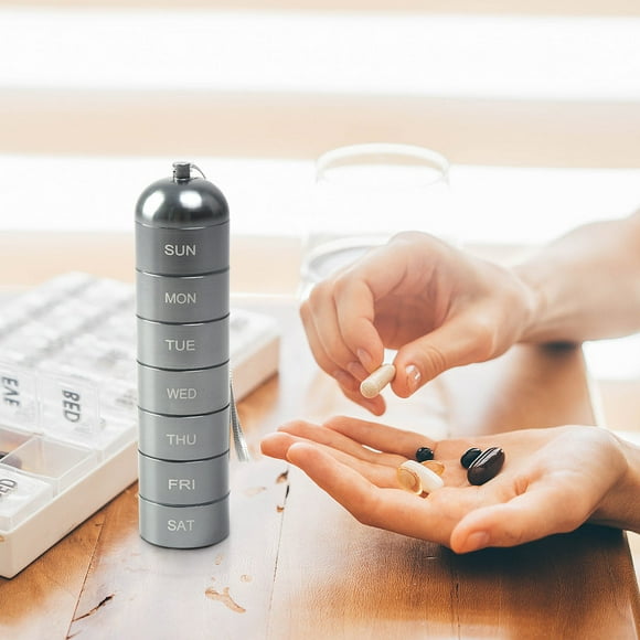 Boovnll Pill Organizer, Reusable Portable Metal Box Packaging Box Convenient Outdoor Emergency Warehouse Bottle 7 Days A Week Aluminum Alloy Box, Pill Box, Travel Pill Organizer, Pill Case