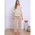 thumbnail image 4 of DARING DIVA V Neck 3/4 Roll Sleeve Button Down Dressy Tops Shirts XS Apricot, 4 of 6