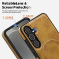 thumbnail image 5 of For Samsung Galaxy S25 Magnetic Case Leather Kickstand Phone Cover Compatible with MagSafe - Grey, 5 of 5