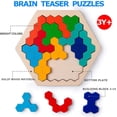 thumbnail image 4 of Wooden Puzzle Wooden Hexagon Puzzle For Kids, Shape Block Tangram Brain Teaser Toy Geometry Logic IQ Game Montessori Developmental Educational Gift All Ages 14 Piece, 4 of 6