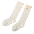 thumbnail image 1 of Faithtur Toddler Girls Summer Mesh Socks Solid Color Mid Tube Breathable Hollow Bows Princess Socks, 1 of 5