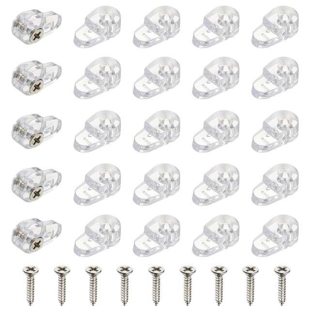 Uxcell Glass Retainer Clips, 60 Pcs 3.5mm Cabinet Glass Clips Mirror Holder Clips with Screws for Cabinet Doors, Transparent