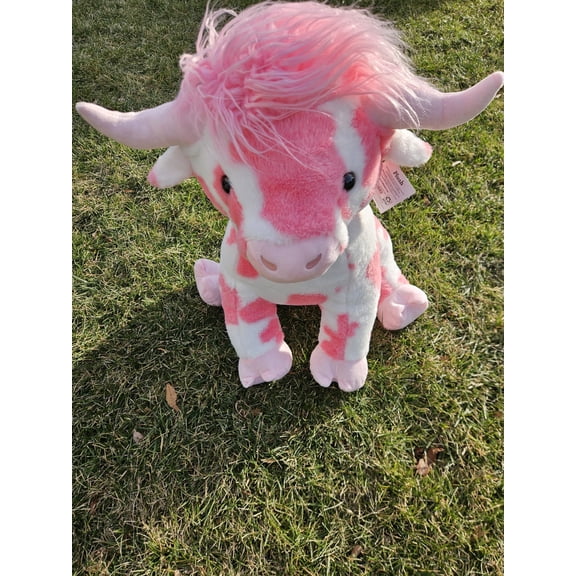 Valentine's Day Longhorn Cow Plush Pink 14", Super Soft and Cute Pink Cow Plush,Perfect Birthday Valentine's Day Gift for Women Fans