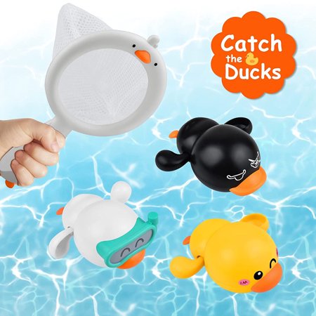 Baby Bath Toys Floating Wind-up Ducks Swimming Pool Games Water Play Set Gifts for Bathtub Shower Beach Toddlers Kids Boys Girls, Ages 1 2 3 4 5 6 Year Old