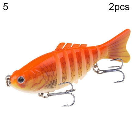 2Pcs 10cm Multi-section Artificial Fish Lure Bait Fishing Tackle Tool with Hooks - Multi Jointed Swimbait Lifelike Hard Bait for Trout Perch
