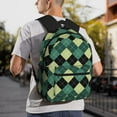 thumbnail image 6 of Honeii Green Squares Print School Backpack,Casual Lightweight Travel Rucksack Daypack,Backpacks for College High, 6 of 6