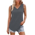 thumbnail image 3 of Tops casuales para mujer,Blusa informal de manga corta con cuello en V para mujer, color liso, 95 % poliéster, 5 % elastano, largo regular para uso diario, sopatenor, 3 of 9